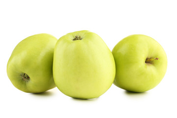 Green apples isolated on white background