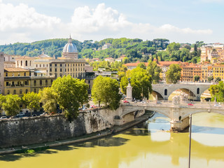Rome cityscape. Tiber River, Rome, Italy