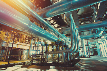 Industrial zone, Steel pipelines, valves and ladders