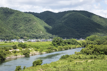 Obraz premium a view from prefectural road 79 at Kumayama, Okayama, Japan.
