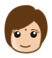 Happy Modern Blonde Girl Face with bindi