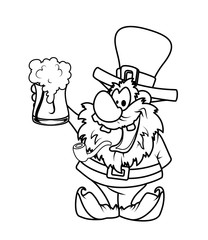 Laughing Funny Leprechaun with Beer Drawing