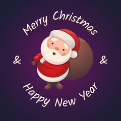 Santa Claus on dark background. Sticker Jolly Santa