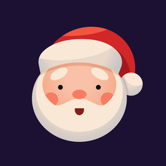 Santa Claus Face on dark background. Sticker Jolly Santa emojicon