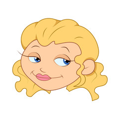 Happy Cartoon Girl Character Face