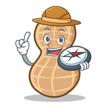 Explorer Peanut Character Cartoon Style