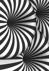 Illustration of Vector Optical Illusion. Spiral Tunnel Hole Effect. Striped 3D Motion Lines