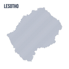 Vector abstract hatched map of Lesotho with oblique lines isolated on a white background.