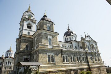 Fototapeta na wymiar Orthodoxes Kloster St. Andreas bei Karies, auf dem Berg Athos, Griechenland