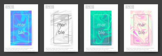 Marble texture covers set. Colorful artistic backgrounds. EPS10 Vector