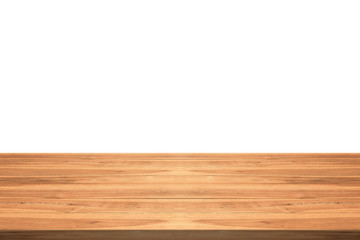 Empty teak wood table top on white background,space montage you product