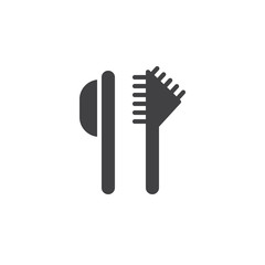 Hairbrush icon vector, filled flat sign, solid pictogram isolated on white. Symbol, logo illustration.