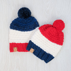 cozy knitted children set of hats