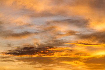 Dramatic sunrise sky with clouds.Blur or Defocus image.