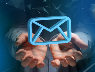 Blue Email symbol displayed on a futuristic interface - Message and internet concept