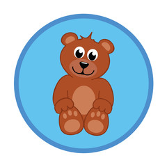 brauner baby teddybär im blauen kreis junge
