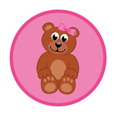 brauner baby teddybär im rosa kreis mädchen