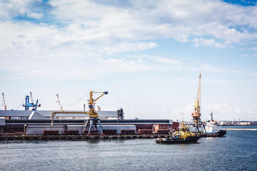 Fototapeta premium ships in port. passenger and freight transportation