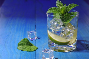 Mojito cocktail with lime and mint