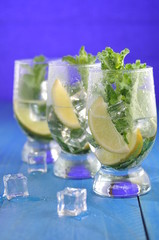 Mojito cocktail with lime and mint