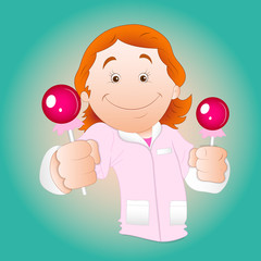 Girl with Lollipop clip-art