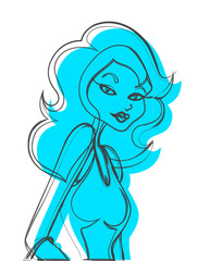 Teenage Girl Vector Sketch 