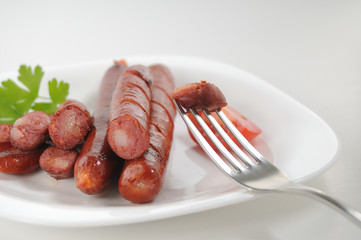 Sausages on a white background