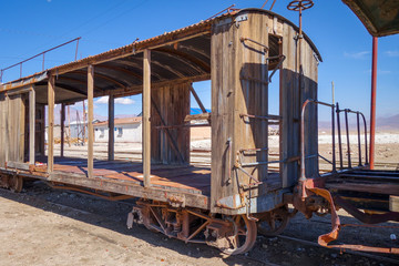 Old train station in Bolivia desert