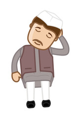 Cartoon Politician Character Sitting and Sleeping Concept