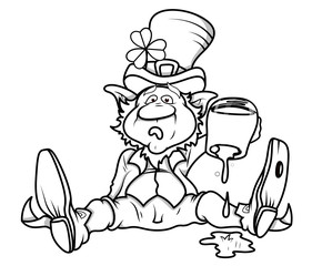 Surprised Leprechaun Showing Blank Beer Glass