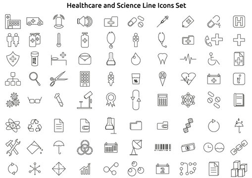 Healthcare And Science Line Icons Set