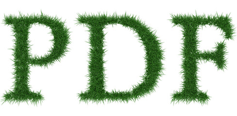 Pdf - 3D rendering fresh Grass letters isolated on whhite background.