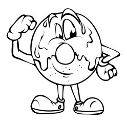 Vector Illustration of Cartoon Donut Drawing