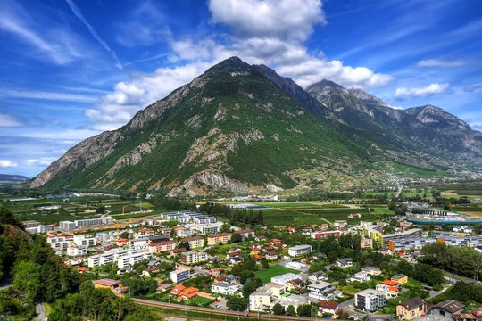 Vall&eacute;e du Rh&ocirc;ne, coude de Martigny, Suisse