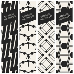 Abstract concept vector monochrome geometric pattern. Black and white minimal background. Creative illustration template. Seamless stylish texture. For wallpaper, surface, web design, textile, decor.