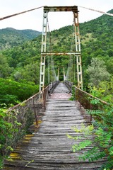 Old rusty bridge overgrown plants
