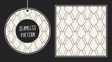 Abstract concept vector monochrome geometric pattern. Black and white minimal background. Creative illustration template. Seamless stylish texture. For wallpaper, surface, web design, textile, decor.