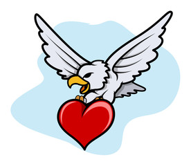 Eagle Flying with Heart vector illustration clip-art