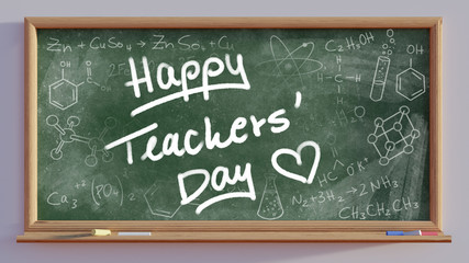 3D render of a blackboard with Happy teachers day text