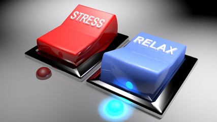 Switches for "STRESS" and "RELAX". Relax is on - 3D rendering