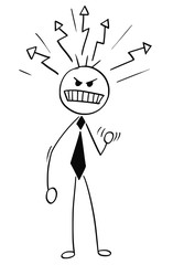 Cartoon Illustration of Angry Business Man