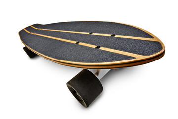 Black and wooden skate board isolated