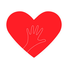 Charity work heart symbol or giving helping hand illustration.