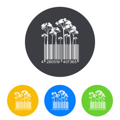 Icono plano codigo de barras bosque en circulo varios colores