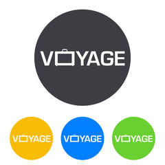 Icono plano VOYAGE con maleta en circulo varios colores