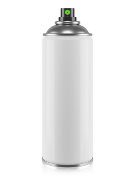 White aerosol spray can isolated on white background