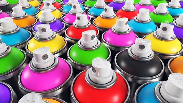 Fototapeta Set of color paint cans