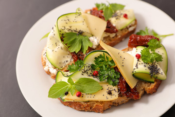 sandwich with zucchini and herbs