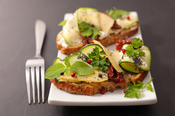 sandwich with zucchini and herbs