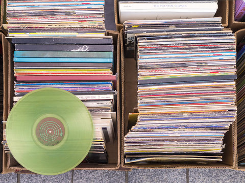 Flea market. Vinyl records.